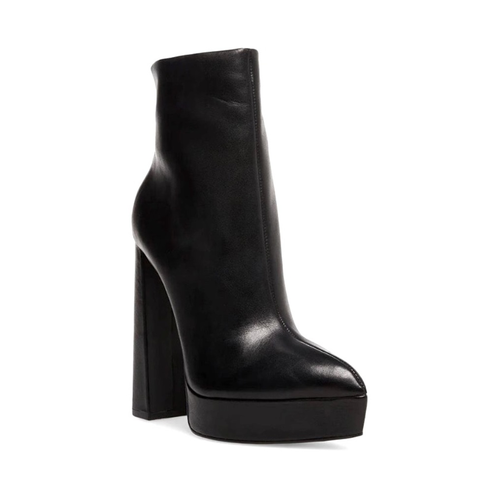 Steve Madden Dalina Black Leather Ankle Booties